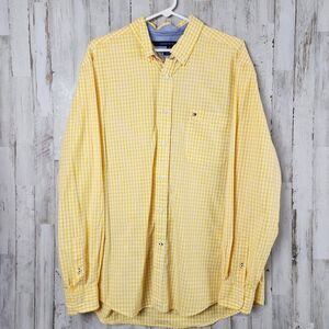 Tommy Hilfiger Button Down Shirt Plaid Yellow Size XL